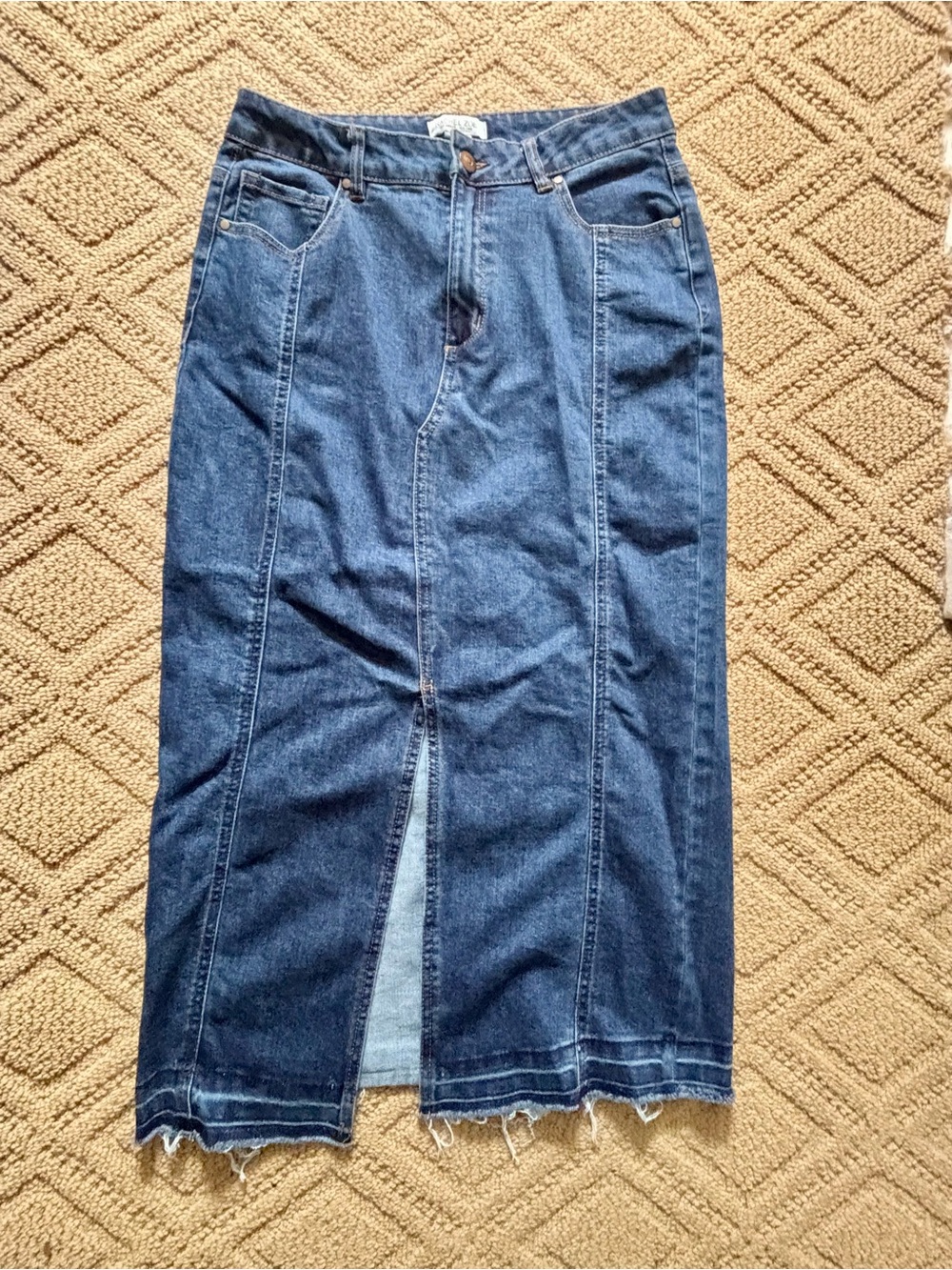 Rachel Zoe Dark Blue Denim Pencil Skirt with Front Slit